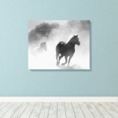 Toile Troupeau de chevaux | Noir et blanc (Insitu (Plancher de Bois))