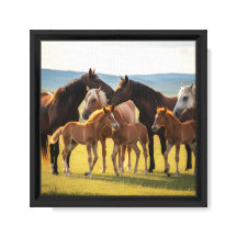 Troupeau de Golden Meadow – Wall Art des juments e