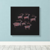 Toile Troupeau de pétroglyphe d'élans (Insitu (Plancher de Bois))