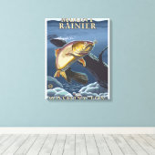 Toile Trout Fishing Cross-Section - Mont Rainier, (Insitu (Plancher de Bois))