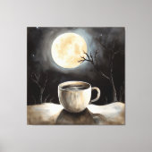 Toile Trouver la tranquillité en hiver avec café et lune (Recto)