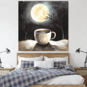 Toile Trouver la tranquillité en hiver avec café et lune (Insitu(Chambre))