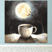 Toile Trouver la tranquillité en hiver avec café et lune (Insitu (Plancher de Bois))