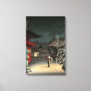 Toile Tsuchiya Koitsu - Neige au sanctuaire Nezu