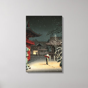 Toile Tsuchiya Koitsu - Neige au temple de Nezu