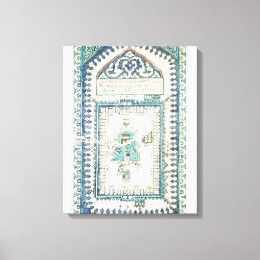 Toile Tuiles Iznik avec une représentation de La Mecque (Recto)