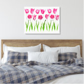 Toile Tulip Garden Imprimer en rose et vert Fuchsia (Insitu(Chambre))