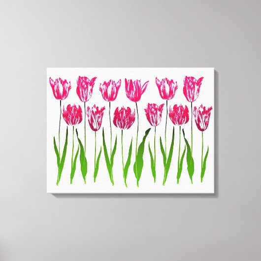 Toile Tulip Garden Imprimer en rose et vert Fuchsia (Recto)