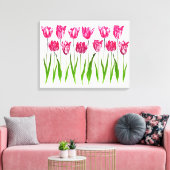 Toile Tulip Garden Imprimer en rose et vert Fuchsia (Insitu(Salon))
