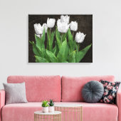 Toile Tulipes blanches avec gouttes de pluie sur verre (Insitu(Salon))