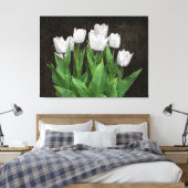 Toile Tulipes blanches avec gouttes de pluie sur verre (Insitu(Chambre))