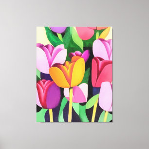 Toile Tulipes colorées multicolores Art Abstrait