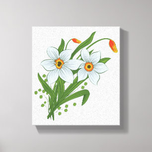 Toile Tulipes et fleurs de jonquilles
