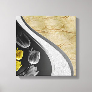 Toile Tulipes gris et jaunes sur texture