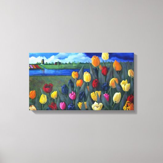 Toile Tulipes hollandaises : Peinture acrylique original (Recto)