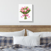 Toile Tulipes roses Fleurs florales vertes (Insitu(Chambre))