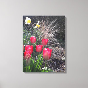 Toile Tulipes rouges dans le jardin