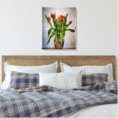 Toile Tulipes rouges Mur en briques blanches (Insitu(Chambre))