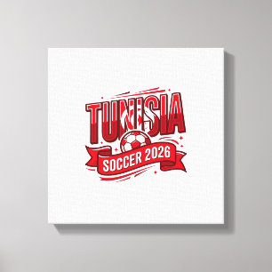 Toile Tunisie Football 2026 Football Gras Pays Typograph