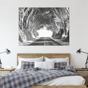 Toile Tunnel d'arbres Photographie Kauai Noir et Blanc