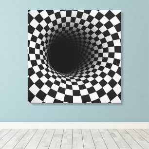 Toile Tunnel d'illusion optique en noir et blanc