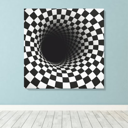 Toile Tunnel d'illusion optique en noir et blanc (Insitu (Plancher de Bois))