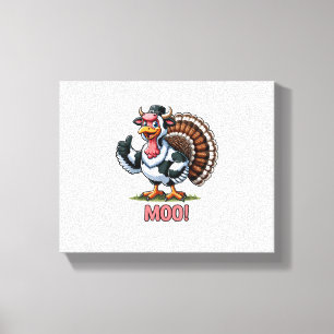 Toile Turquie En Costume De Vache, Moo Drôle Thanksgivin