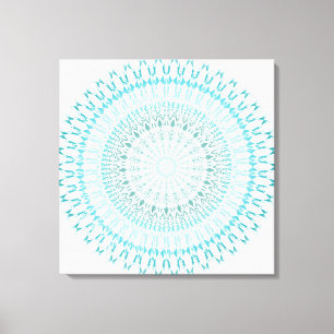 Toile Turquoise blanc géométrique moderne Mandala