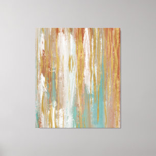 Toile Turquoise, blanc, rouge ocre et or Abstrait