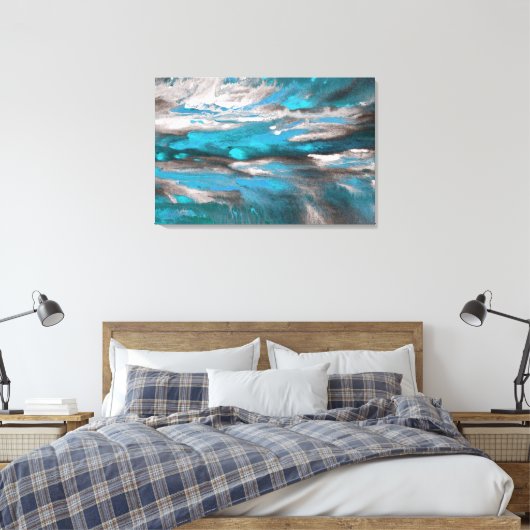 Toile Turquoise bleu gris noir Abstrait (Insitu(Chambre))