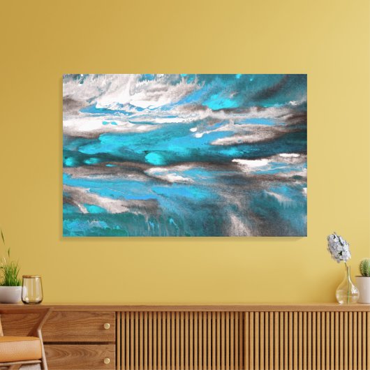 Toile Turquoise bleu gris noir Abstrait (Insitu(Salon))