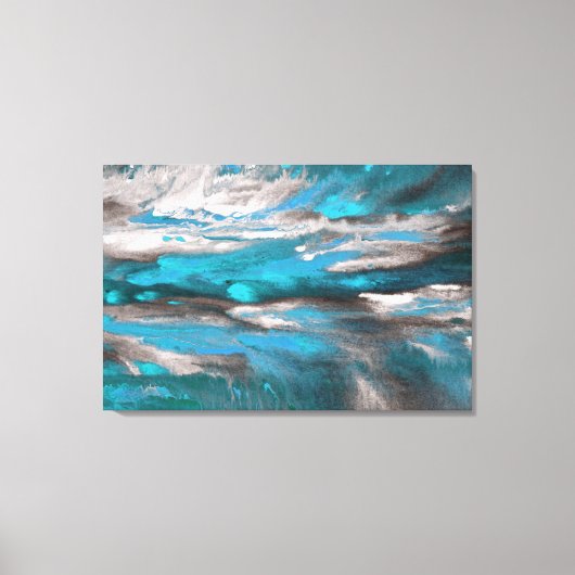 Toile Turquoise bleu gris noir Abstrait (Recto)