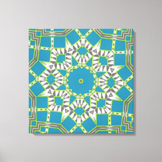 Toile Turquoise bleu Zèbre vert Motif kaléidoscope (Recto)