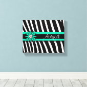 Toile Turquoise Blue Floral Gem & Zebra Pattern (Insitu (Plancher de Bois))