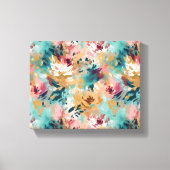 Toile Turquoise Brown peinture Abstraite motif floral (Recto)