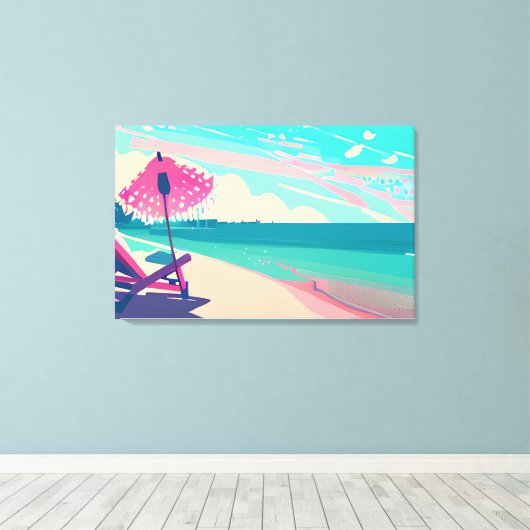 Toile Turquoise et plage de sable de Peach (Insitu (Plancher de Bois))