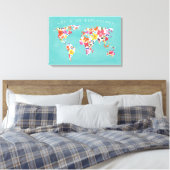 Toile Turquoise Floral mondial brillant (Insitu(Chambre))