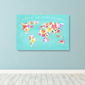 Toile Turquoise Floral mondial brillant (Insitu (Plancher de Bois))