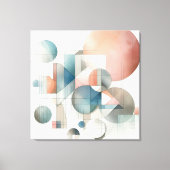 Toile Turquoise Gris Bleu Beige Roue Rouge Abstrait Art (Recto)