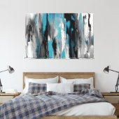 Toile Turquoise gris noir et blanc Abstrait (Insitu(Chambre))