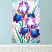 Toile *~* Turquoise Iris Fleur Artsy Iris Peinture AP84 (Insitu (Plancher de Bois))