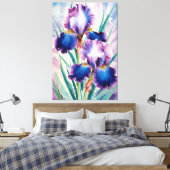 Toile *~* Turquoise Iris Fleur Artsy Iris Peinture AP84 (Insitu(Chambre))