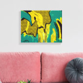 Toile Turquoise jaune moutarde Abstrait (Insitu(Salon))