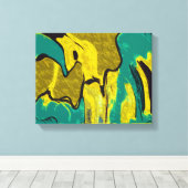 Toile Turquoise jaune moutarde Abstrait (Insitu (Plancher de Bois))