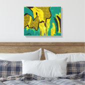 Toile Turquoise jaune moutarde Abstrait (Insitu(Chambre))