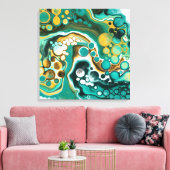Toile Turquoise, Or, Marbre Fluide Art (Insitu(Salon))