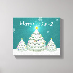 Toile Turquoise Snowy Christmas Tree Canvas Imprimer