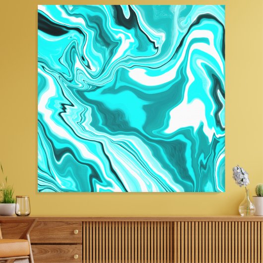 Toile Turquoise, Turquoise et Marbre blanc (Insitu(Salon))