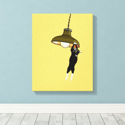 Toile Tuxedo Chat suspendu sur la lampe (Insitu (Plancher de Bois))