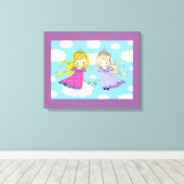 Toile Twin Girls Art for Kids Room Wrapped Canvas Imprim (Insitu (Plancher de Bois))